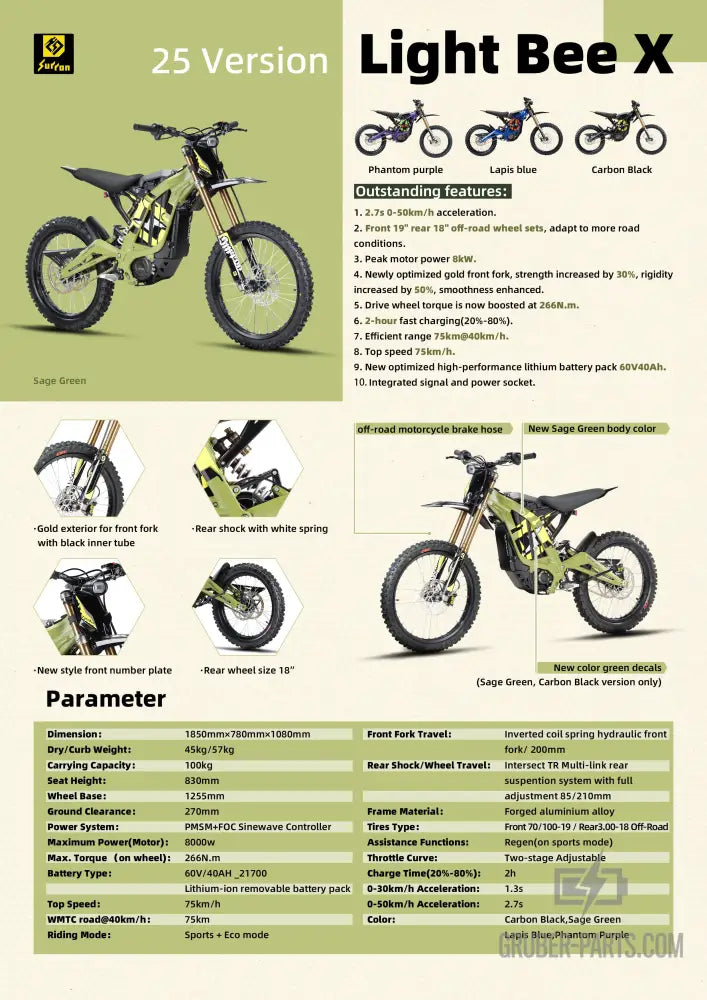 Sur-Ron Light Bee X L1E Street Legal 40Ah 3.0 2025 Elektro-Motocross Beschreibung Technische Daten